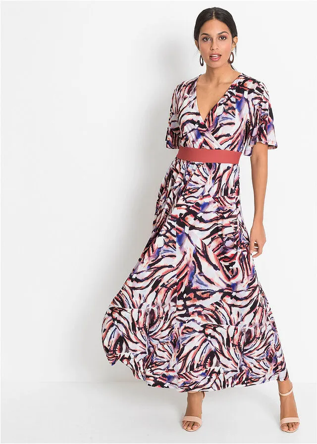VESTIDO LARGO BLANCO LANAMARRóN ESTAMPADO