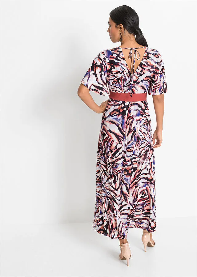 VESTIDO LARGO BLANCO LANAMARRóN ESTAMPADO