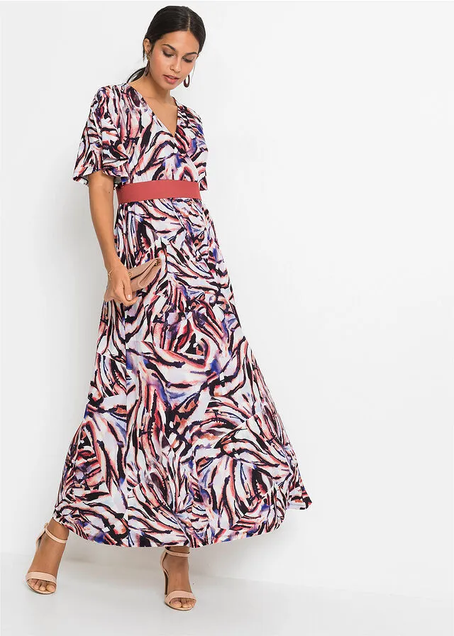 VESTIDO LARGO BLANCO LANAMARRóN ESTAMPADO