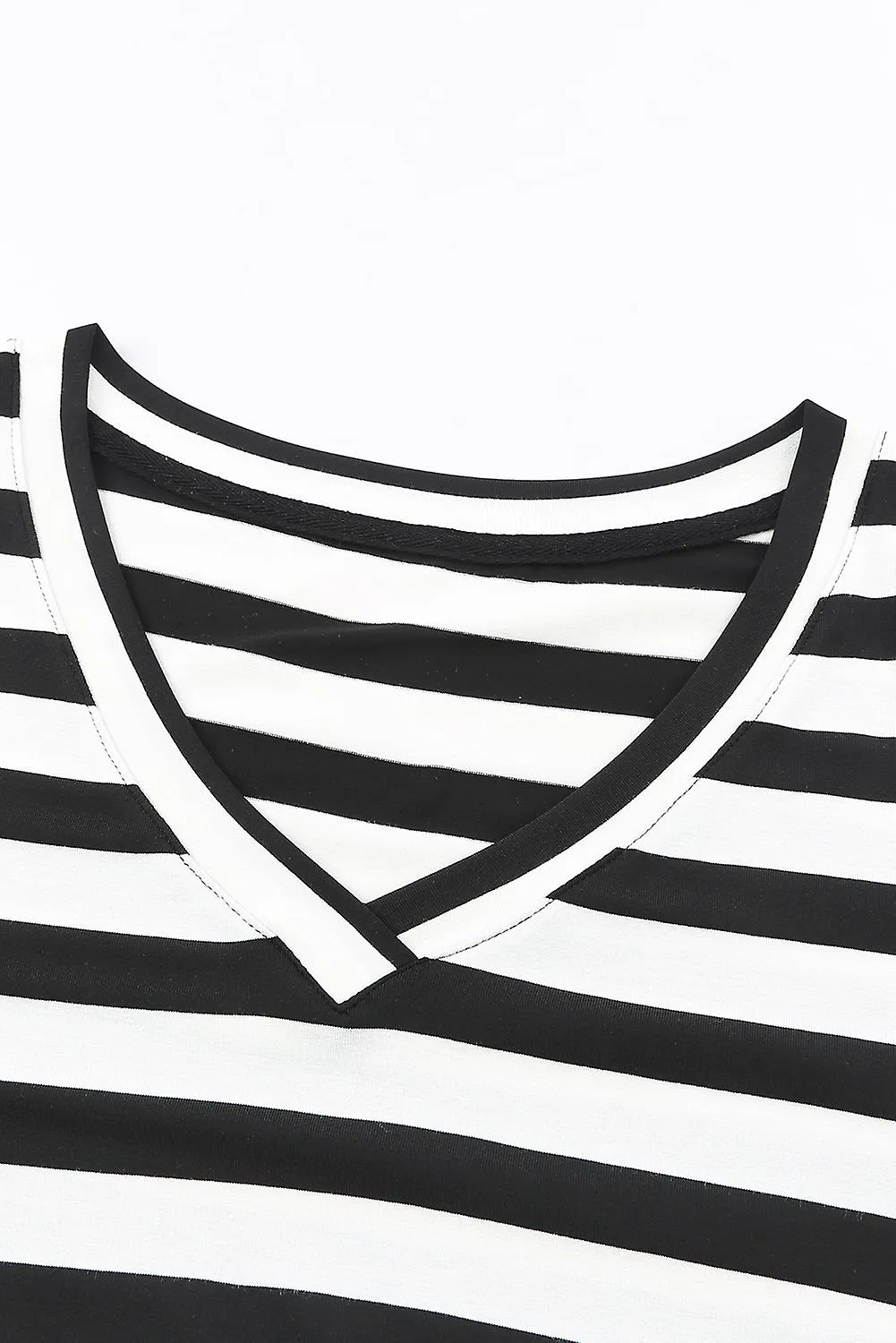Vestido Maxi de Cuello V con estampado de rayas negras para mujer con divisiones laterales