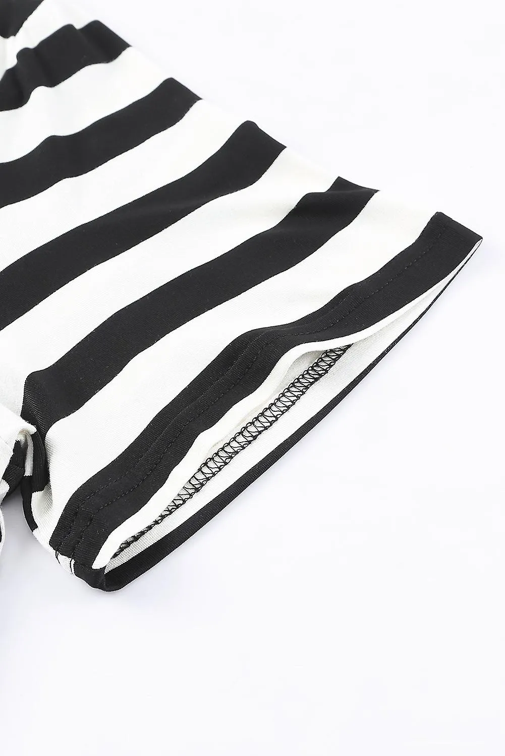 Vestido Maxi de Cuello V con estampado de rayas negras para mujer con divisiones laterales
