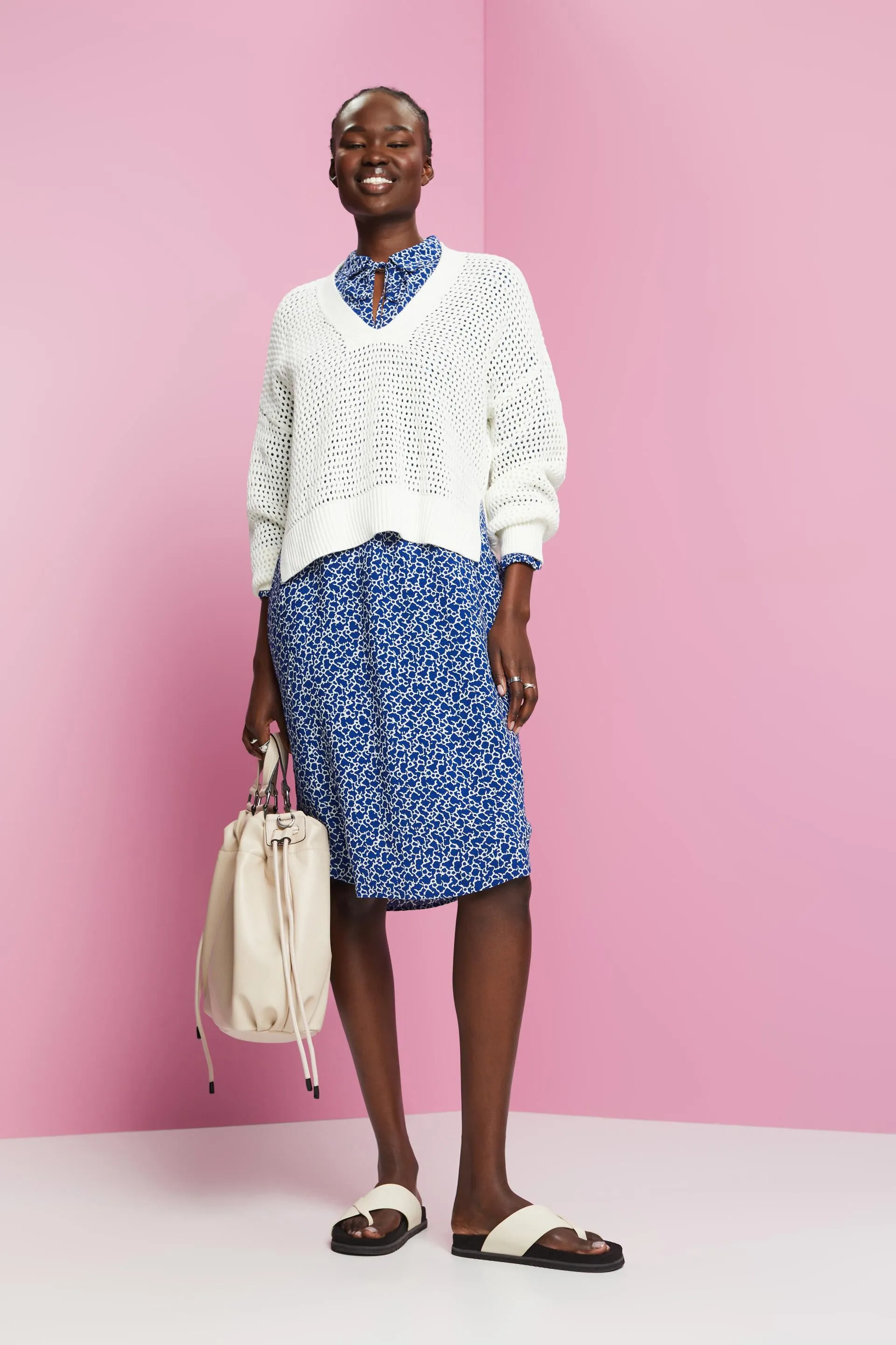 Vestido midi de viscosa con estampado allover