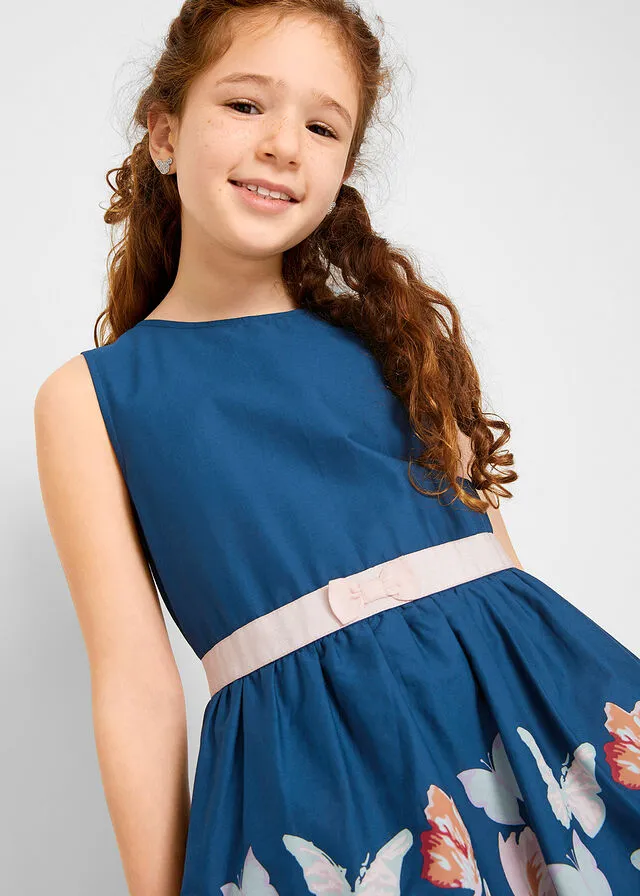Vestido para niñas con estampado de mariposas Azul oscuro estampado