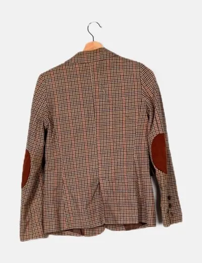 Zara Blazer marrón estampado de cuadros