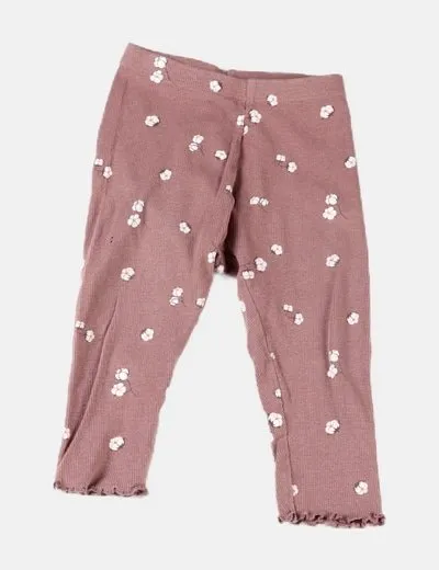 Zara Legging marrón estampado floral