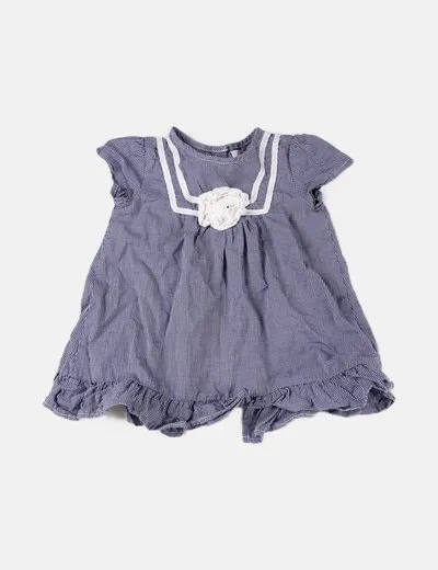 Zara Vestido azul estampado cuadros