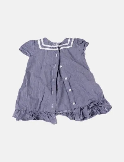 Zara Vestido azul estampado cuadros
